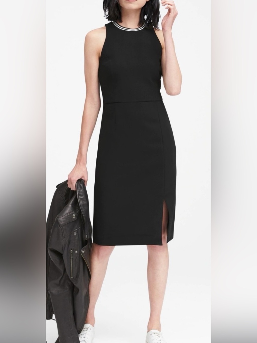 Banana Republic Black Sleeveless Pencil Skirt with Side Slit